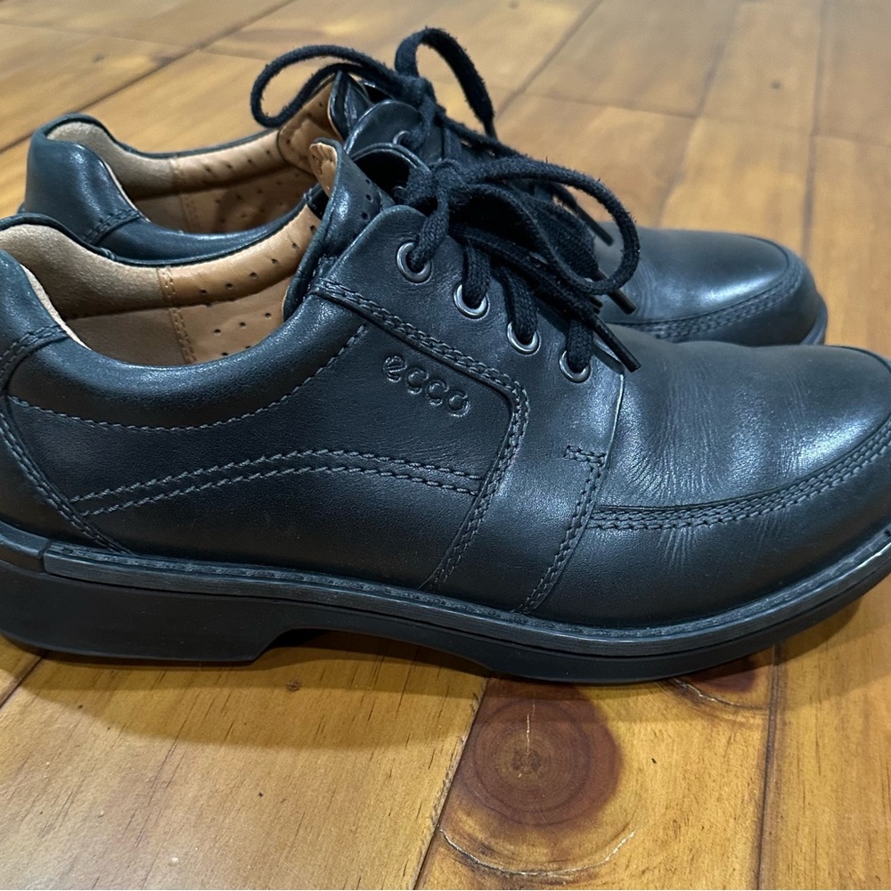 Ecco Black Leather Oxfords Excellent Preowned Condition Sz 10 US 43 EU - Picture 3 of 12